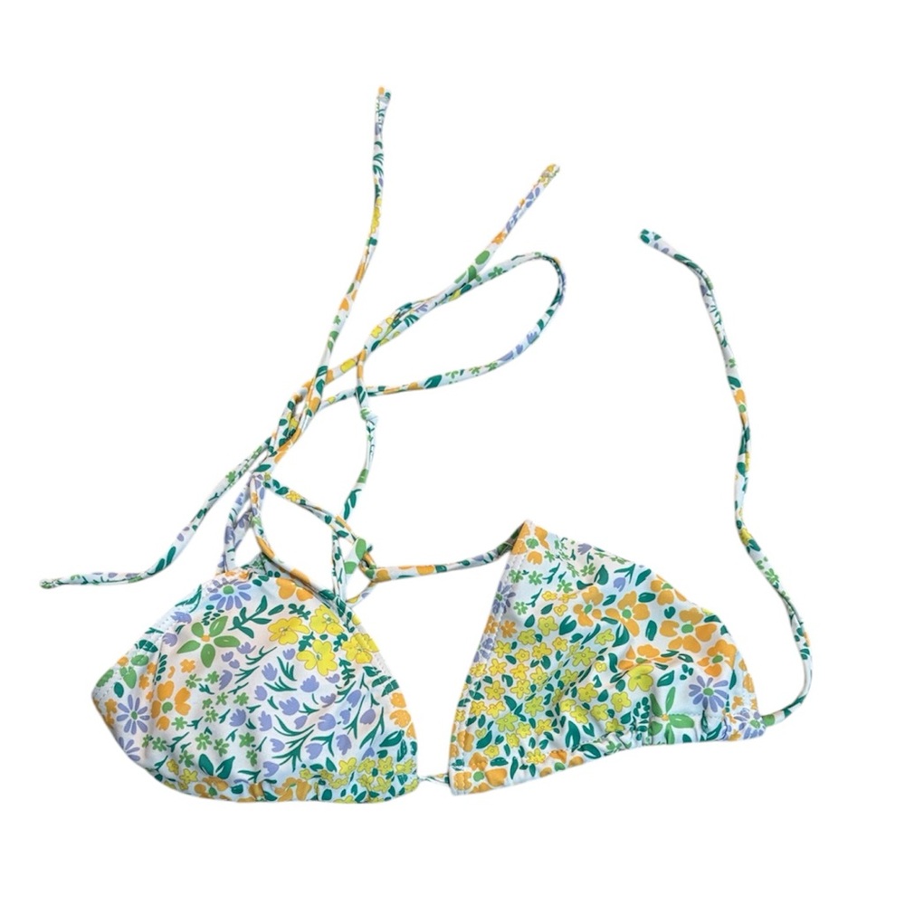 SHEIN Size Small Yellow and Blue Floral Bikini Top